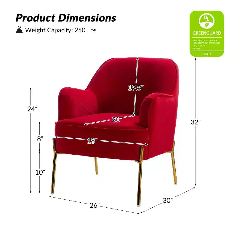 Juego de 2 sillones tapizados Odo Velvet Accent para sala de estar con asiento acolchado | Karat Home