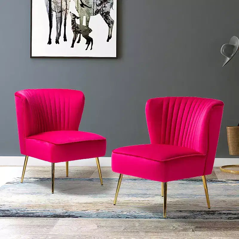 Sillón auxiliar Quentin de terciopelo con asiento acolchado, juego de 2 | Karat Home