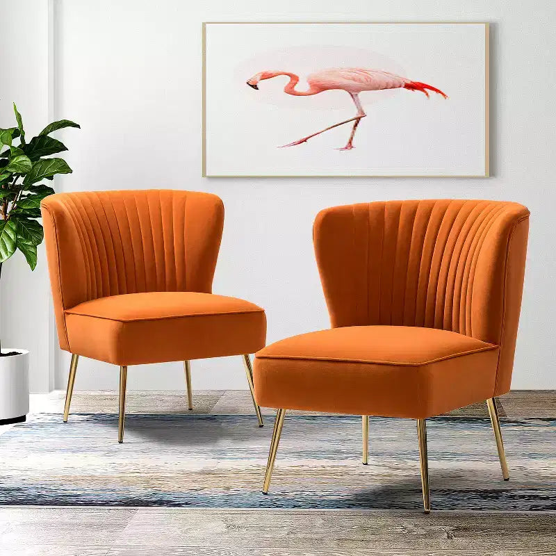 Sillón auxiliar Quentin de terciopelo con asiento acolchado, juego de 2 | Karat Home