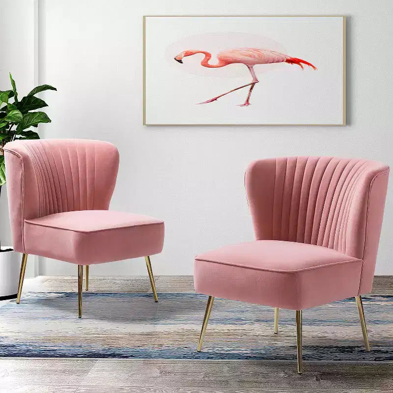 Sillón auxiliar Quentin de terciopelo con asiento acolchado, juego de 2 | Karat Home