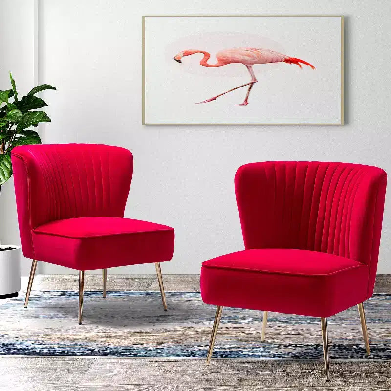 Sillón auxiliar Quentin de terciopelo con asiento acolchado, juego de 2 | Karat Home