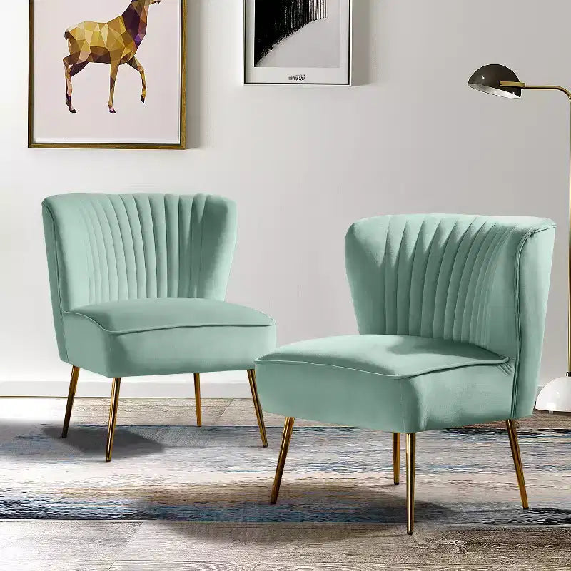 Sillón auxiliar Quentin de terciopelo con asiento acolchado, juego de 2 | Karat Home