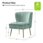 Sillón auxiliar Quentin de terciopelo con asiento acolchado, juego de 2 | Karat Home