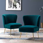 Sillón auxiliar Quentin de terciopelo con asiento acolchado, juego de 2 | Karat Home