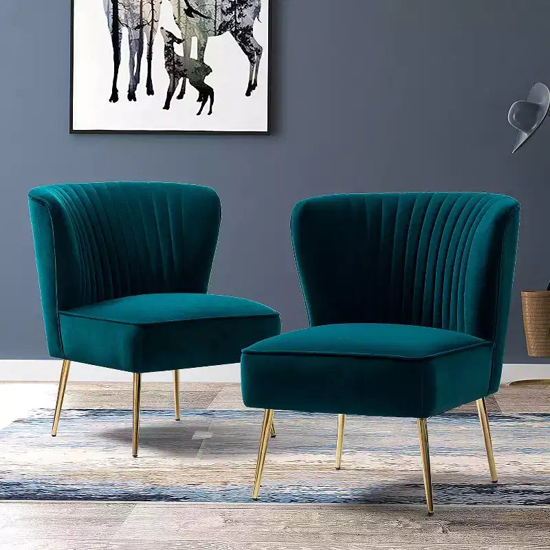 Sillón auxiliar Quentin de terciopelo con asiento acolchado, juego de 2 | Karat Home