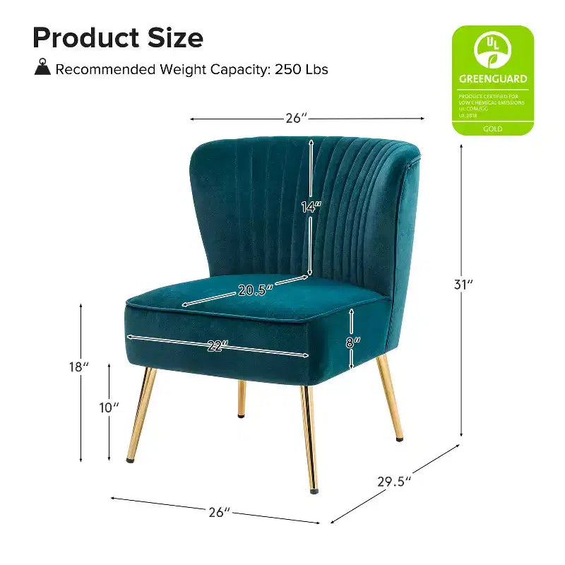 Sillón auxiliar Quentin de terciopelo con asiento acolchado, juego de 2 | Karat Home