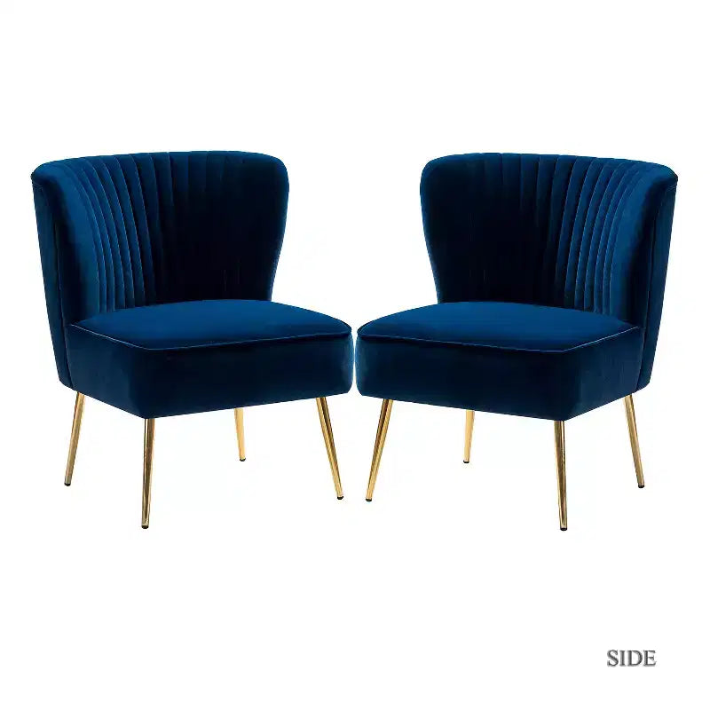 Sillón auxiliar Quentin de terciopelo con asiento acolchado, juego de 2 | Karat Home