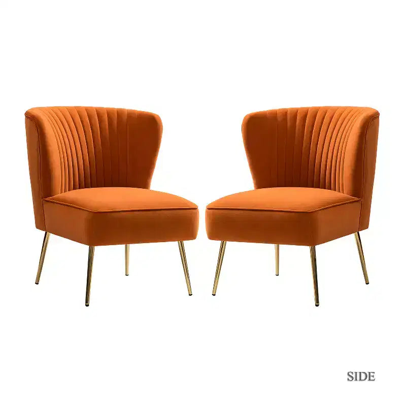 Sillón auxiliar Quentin de terciopelo con asiento acolchado, juego de 2 | Karat Home