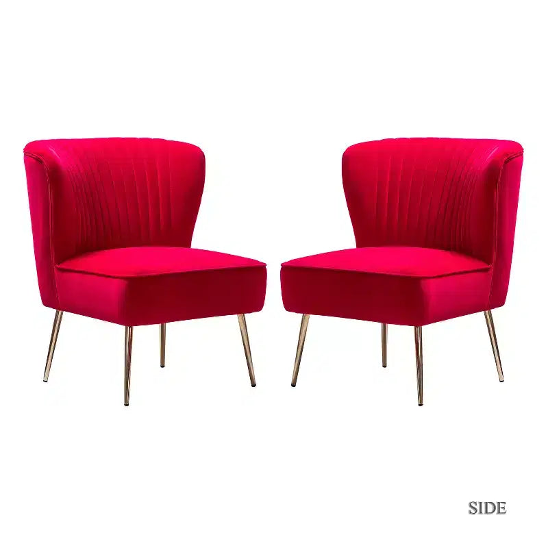 Sillón auxiliar Quentin de terciopelo con asiento acolchado, juego de 2 | Karat Home