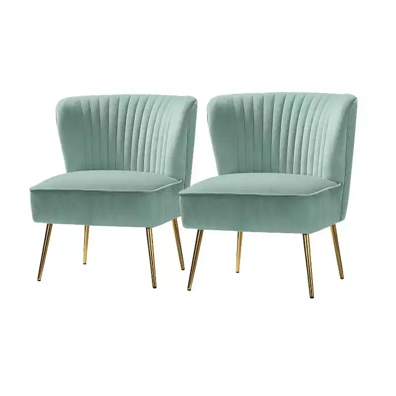 Sillón auxiliar Quentin de terciopelo con asiento acolchado, juego de 2 | Karat Home