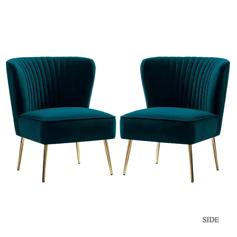 Sillón auxiliar Quentin de terciopelo con asiento acolchado, juego de 2 | Karat Home