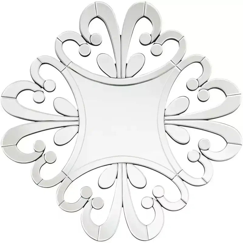 Possini Euro Design Soleil Square Starburst Vanity Wall Mirror Modern Beveled Cut Glass Pattern Frame 31 1/2 Wide for Bathroom Bedroom House Entryway