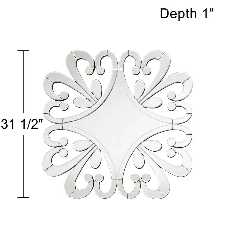 Espejo de pared moderno Soleil Square Starburst de Possini Euro Design con marco de cristal biselado de 31 1/2" de ancho para baño, dormitorio o recibidor