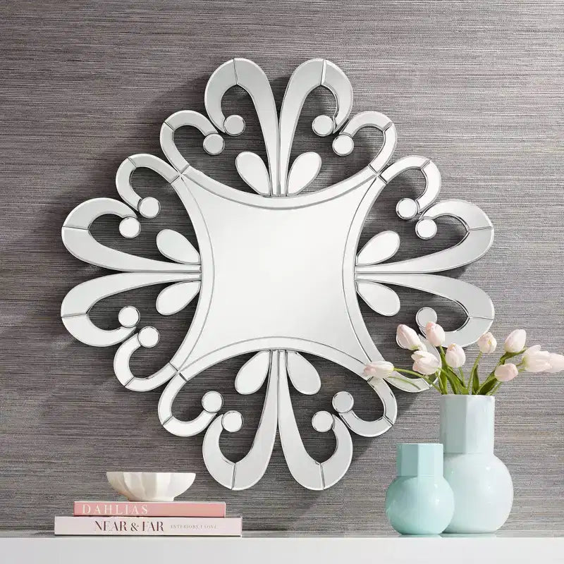 Espejo de pared moderno Soleil Square Starburst de Possini Euro Design con marco de cristal biselado de 31 1/2" de ancho para baño, dormitorio o recibidor