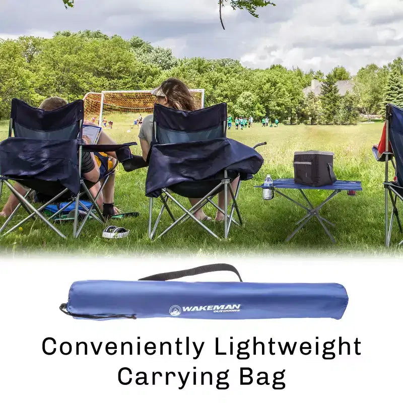 Mesa de camping - Mesa plegable para exteriores con 2 portavasos y bolsa de transporte - Para camping, senderismo, playa, picnic o eventos deportivos de Leisure Sports (Azul)