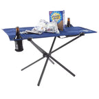 Mesa de camping - Mesa plegable para exteriores con 2 portavasos y bolsa de transporte - Para camping, senderismo, playa, picnic o eventos deportivos de Leisure Sports (Azul)