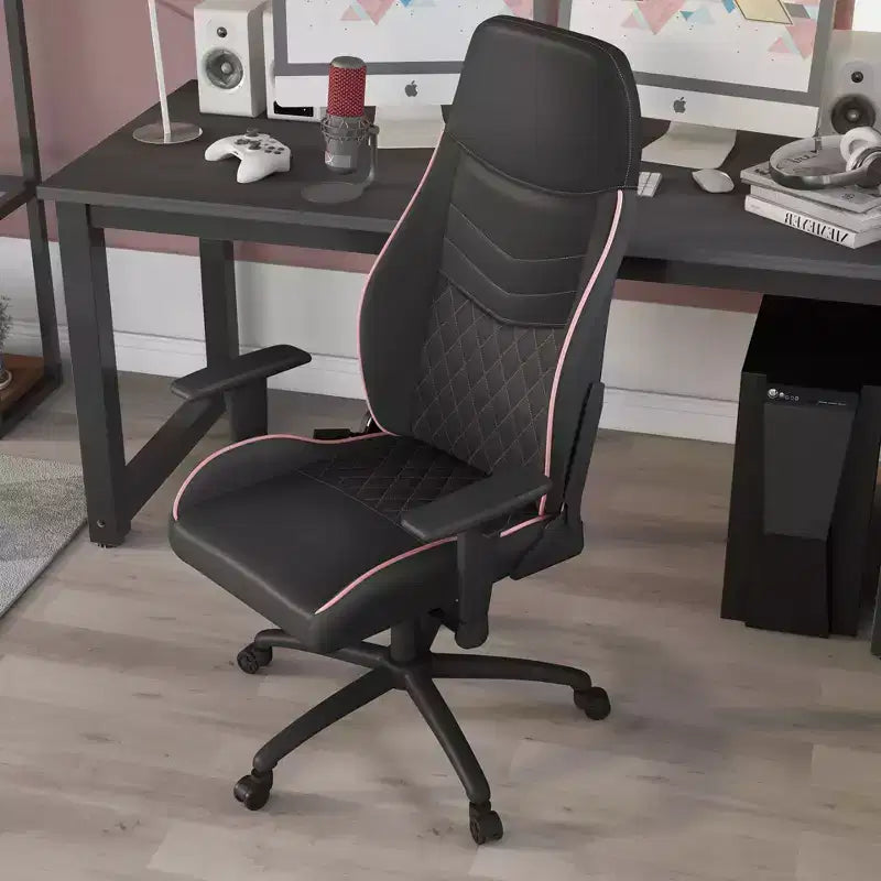 Silla de juego 24/7 Shop At Home Ansar de piel sintética con costuras de diamante