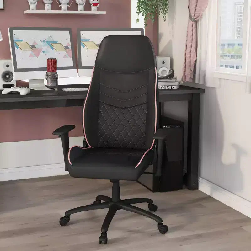 Silla de juego 24/7 Shop At Home Ansar de piel sintética con costuras de diamante