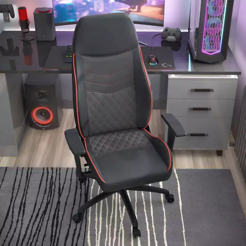 Silla de juego 24/7 Shop At Home Ansar de piel sintética con costuras de diamante