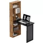 HOMCOM Mesa de Escritorio Plegable Convertiblet, Armario de Escritorio de Pared con Pizarra y Estante Lateral, Estación de Trabajo de Oficina en Casa Multifuncional