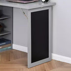 HOMCOM Mesa de Escritorio Plegable Convertiblet, Armario de Escritorio de Pared con Pizarra y Estante Lateral, Estación de Trabajo de Oficina en Casa Multifuncional