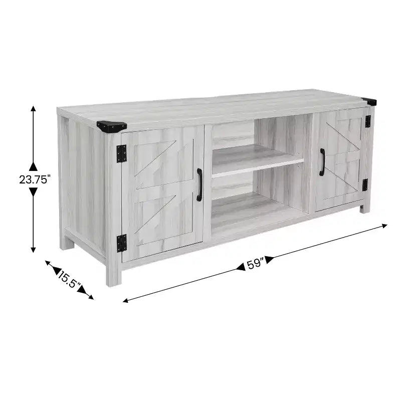 Emma y Oliver Mueble de TV con puerta corredera tipo granero de 59 pulgadas, para televisores de hasta 65 pulgadas, con estante ajustable