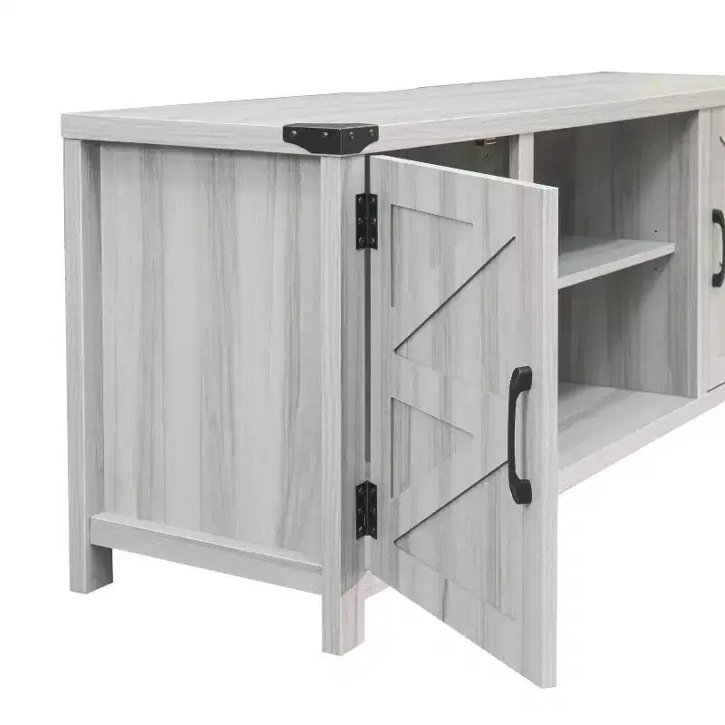 Emma y Oliver Mueble de TV con puerta corredera tipo granero de 59 pulgadas, para televisores de hasta 65 pulgadas, con estante ajustable