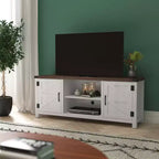Emma y Oliver Mueble de TV con puerta corredera tipo granero de 59 pulgadas, para televisores de hasta 65 pulgadas, con estante ajustable