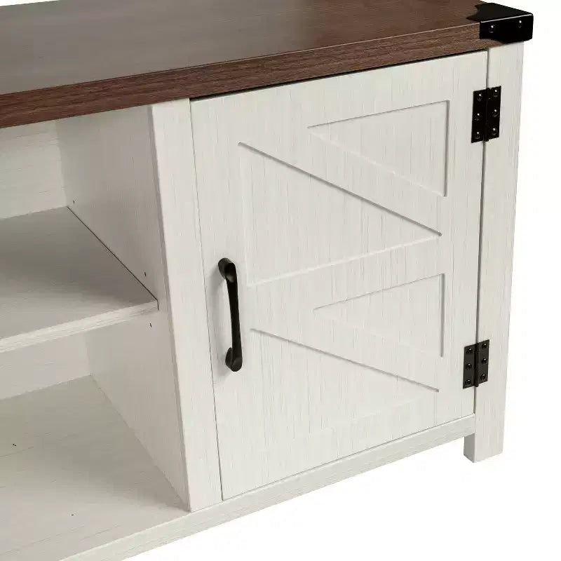 Emma y Oliver Mueble de TV con puerta corredera tipo granero de 59 pulgadas, para televisores de hasta 65 pulgadas, con estante ajustable