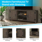 Emma y Oliver Mueble de TV con puerta corredera tipo granero de 59 pulgadas, para televisores de hasta 65 pulgadas, con estante ajustable
