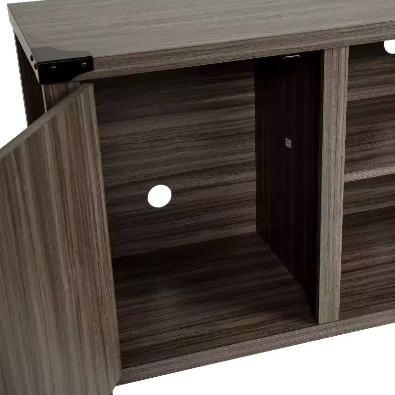 Emma y Oliver Mueble de TV con puerta corredera tipo granero de 59 pulgadas, para televisores de hasta 65 pulgadas, con estante ajustable
