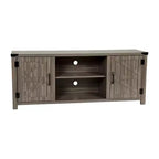 Emma y Oliver Mueble de TV con puerta corredera tipo granero de 59 pulgadas, para televisores de hasta 65 pulgadas, con estante ajustable