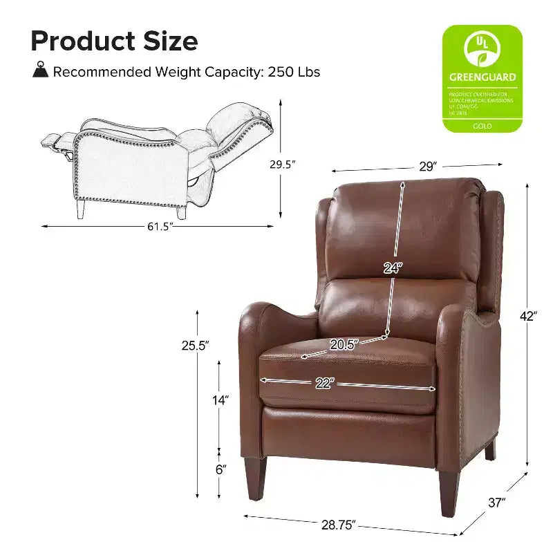 Jade Genuine Leather Chair Recliner | Karat Home
