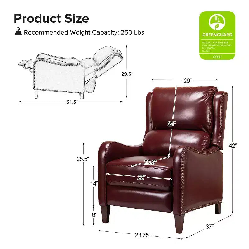 Jade Genuine Leather Chair Recliner | Karat Home