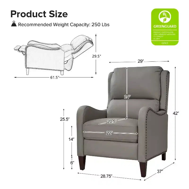 Jade Genuine Leather Chair Recliner | Karat Home