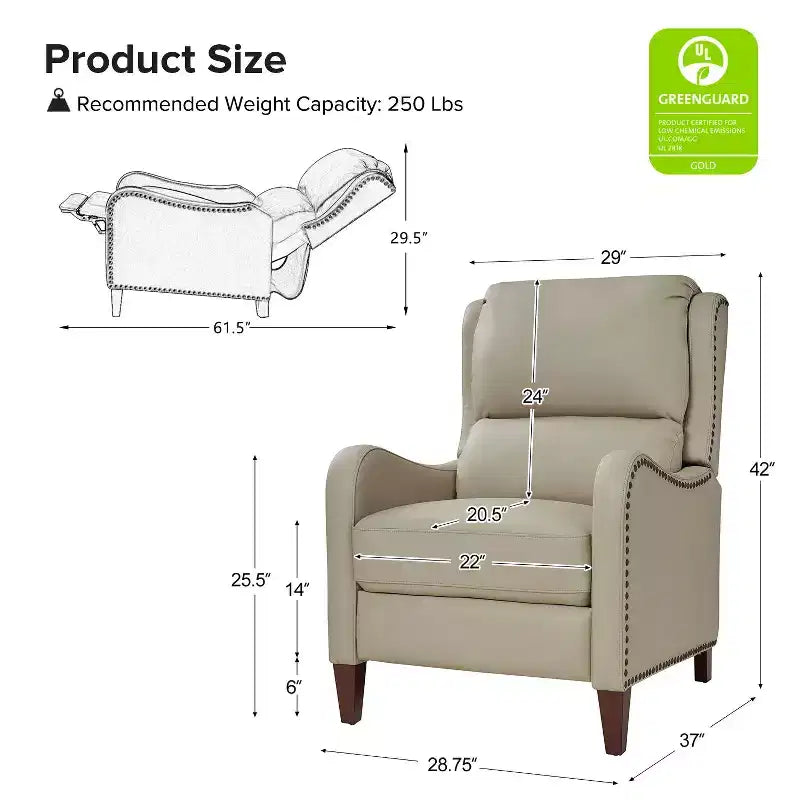 Jade Genuine Leather Chair Recliner | Karat Home