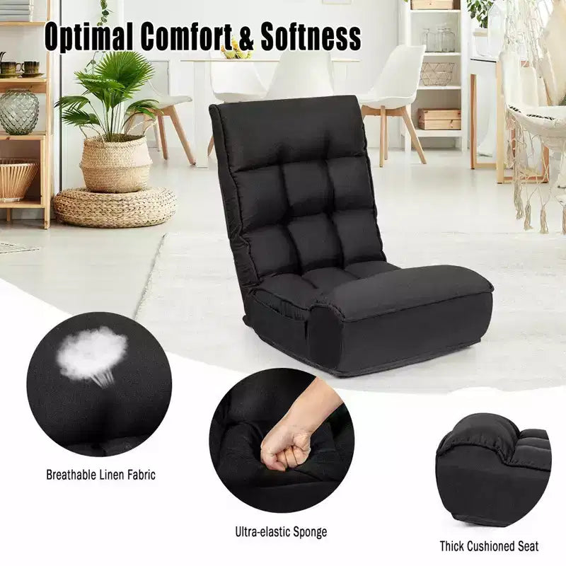 Sillón de suelo plegable Costway de 4 posiciones con respaldo y reposacabezas ajustables