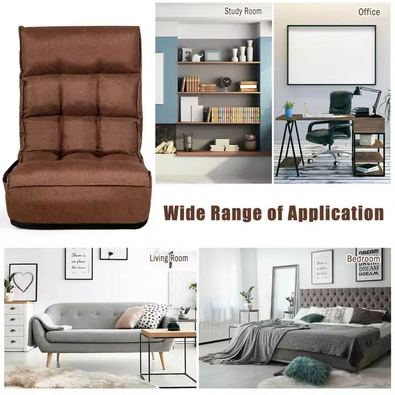 Sillón de suelo plegable Costway de 4 posiciones con respaldo y reposacabezas ajustables