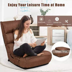 Sillón de suelo plegable Costway de 4 posiciones con respaldo y reposacabezas ajustables