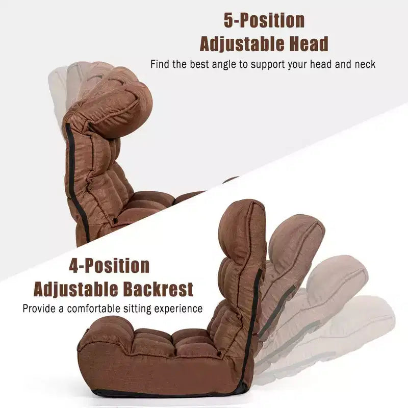 Sillón de suelo plegable Costway de 4 posiciones con respaldo y reposacabezas ajustables