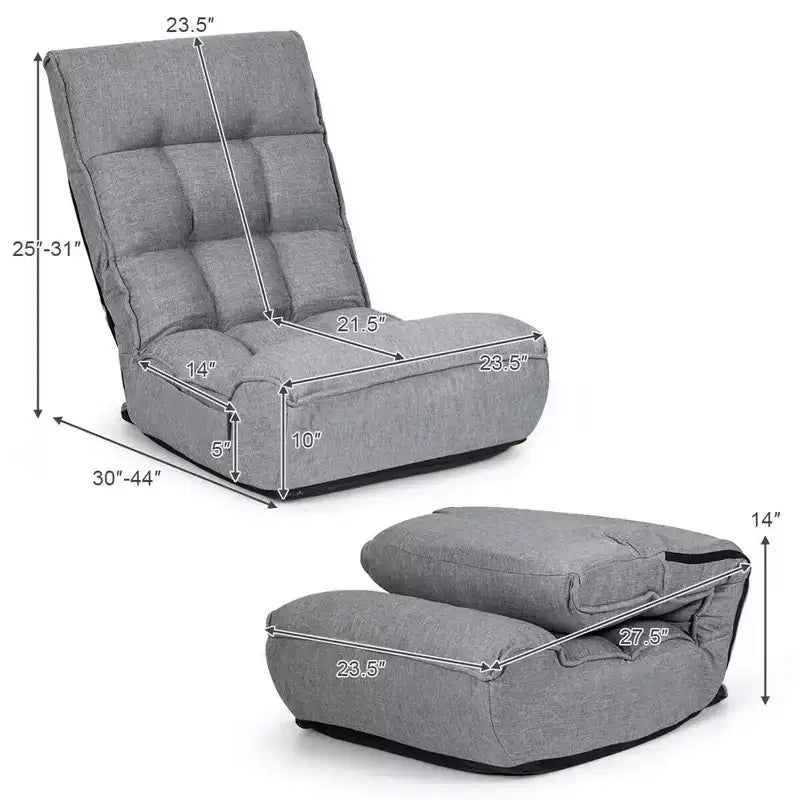 Sillón de suelo plegable Costway de 4 posiciones con respaldo y reposacabezas ajustables