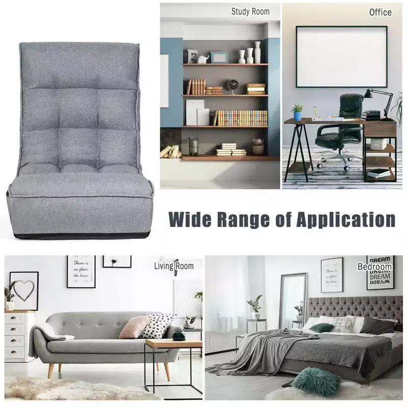 Sillón de suelo plegable Costway de 4 posiciones con respaldo y reposacabezas ajustables