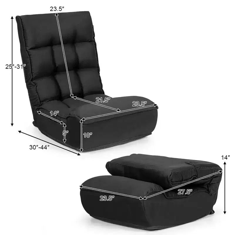 Sillón de suelo plegable Costway de 4 posiciones con respaldo y reposacabezas ajustables