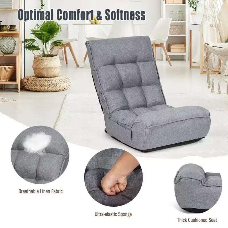 Sillón de suelo plegable Costway de 4 posiciones con respaldo y reposacabezas ajustables