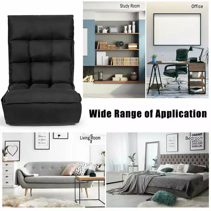 Sillón de suelo plegable Costway de 4 posiciones con respaldo y reposacabezas ajustables