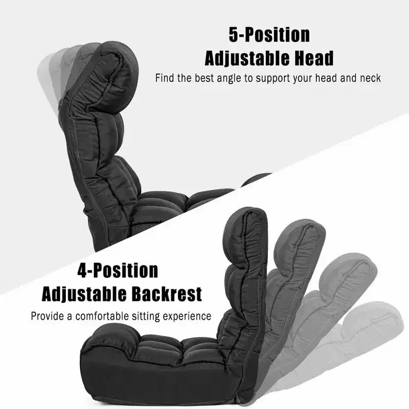 Sillón de suelo plegable Costway de 4 posiciones con respaldo y reposacabezas ajustables