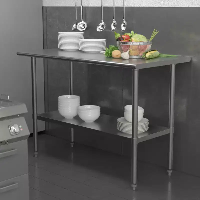 Emma y Oliver Estante Inferior para Mesas de Preparación y Trabajo de Cocina - Estante Inferior Galvanizado Ajustable para Mesas de Acero Inoxidable