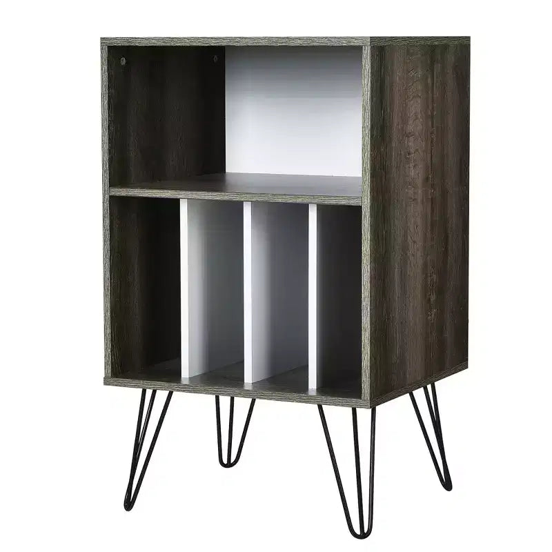 Costway Record Player Stand Turntable Stand Display Shelf Media Storage Cabinet Walnut