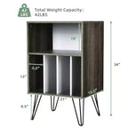 Costway Record Player Stand Turntable Stand Display Shelf Media Storage Cabinet Walnut