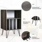 Costway Record Player Stand Turntable Stand Display Shelf Media Storage Cabinet Walnut